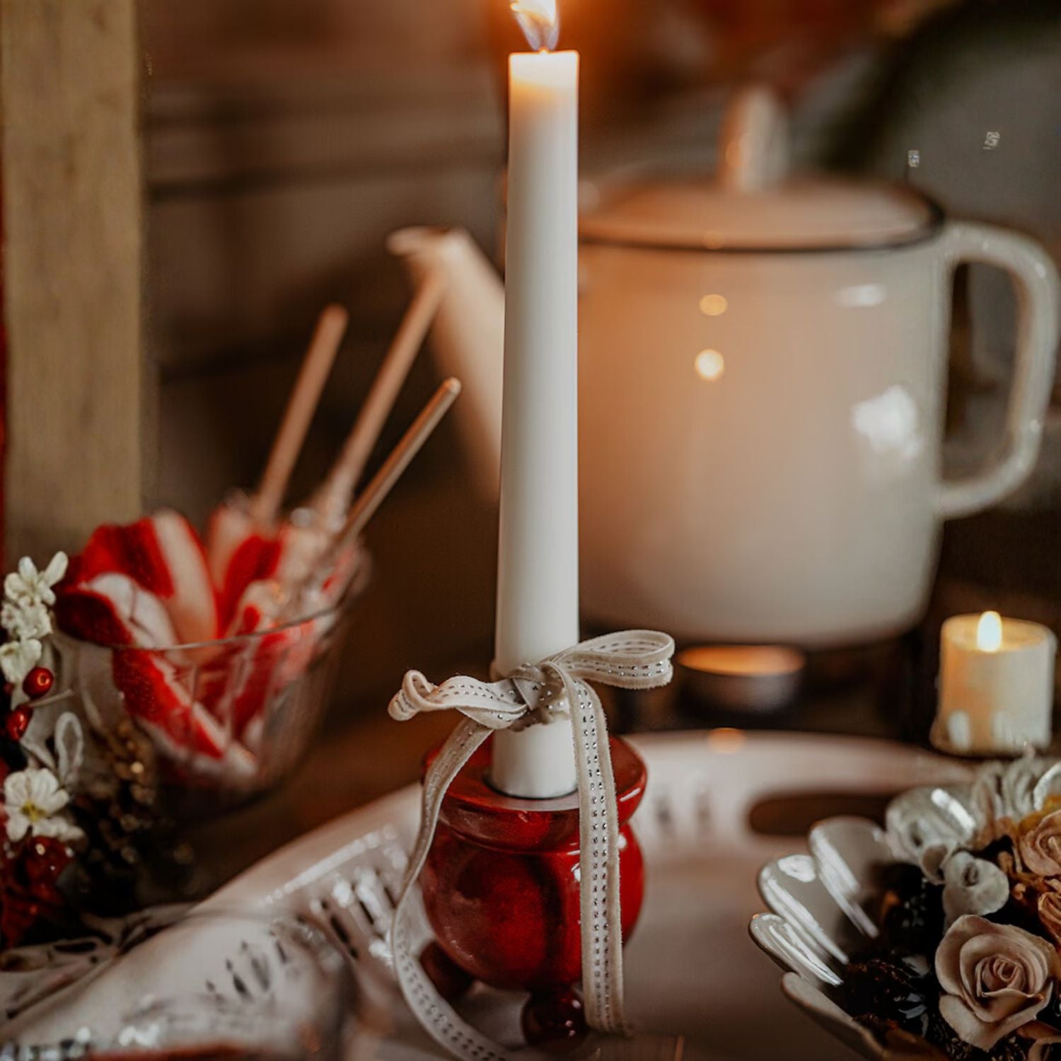 Candelabro Redondo Rojo