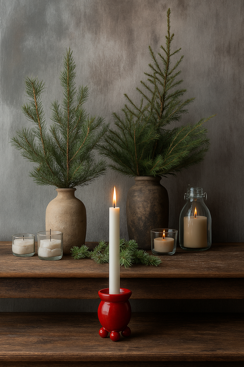 Candelabro Redondo Rojo