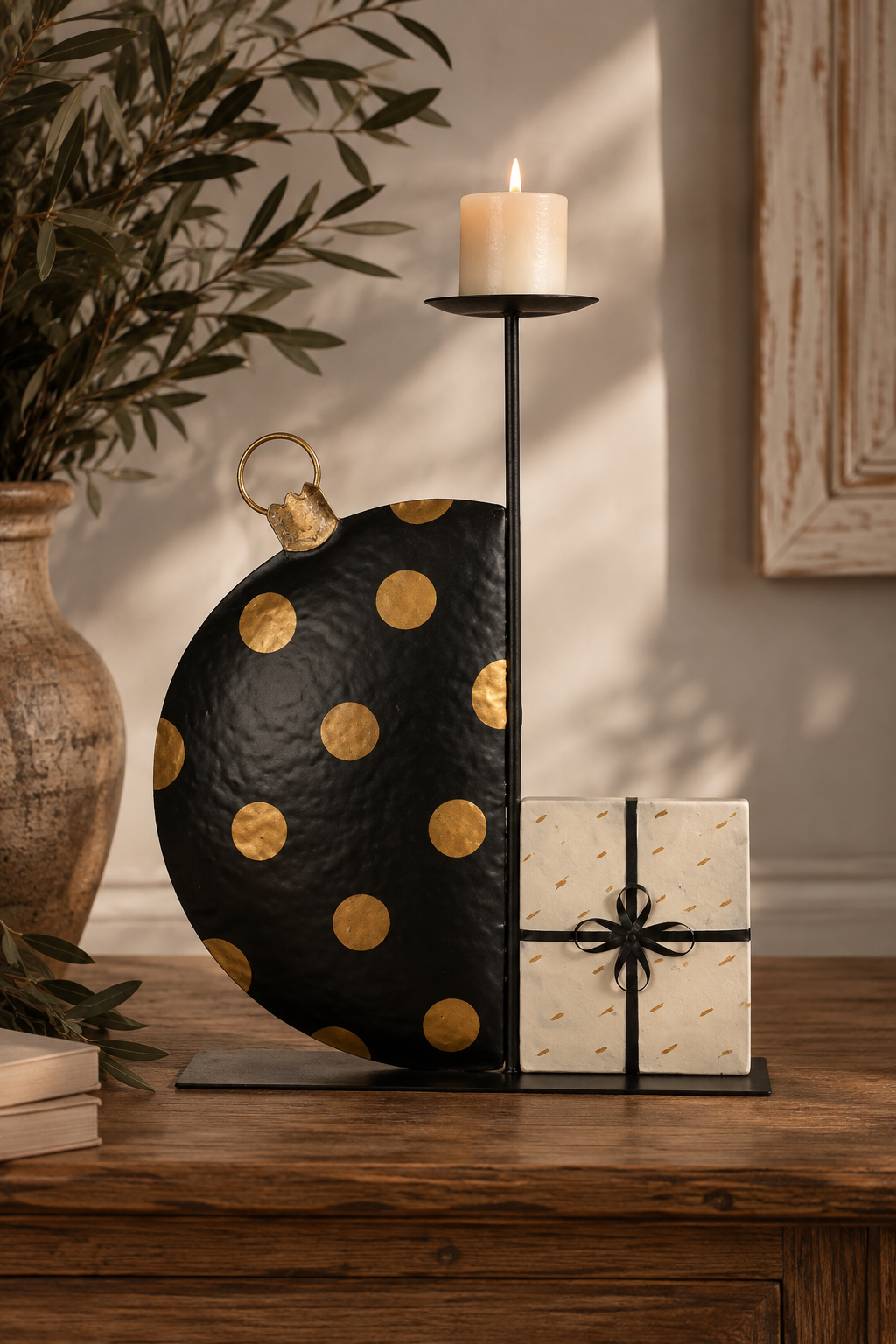 Candelabro de Navidad en Lata | 35 × 50 cm