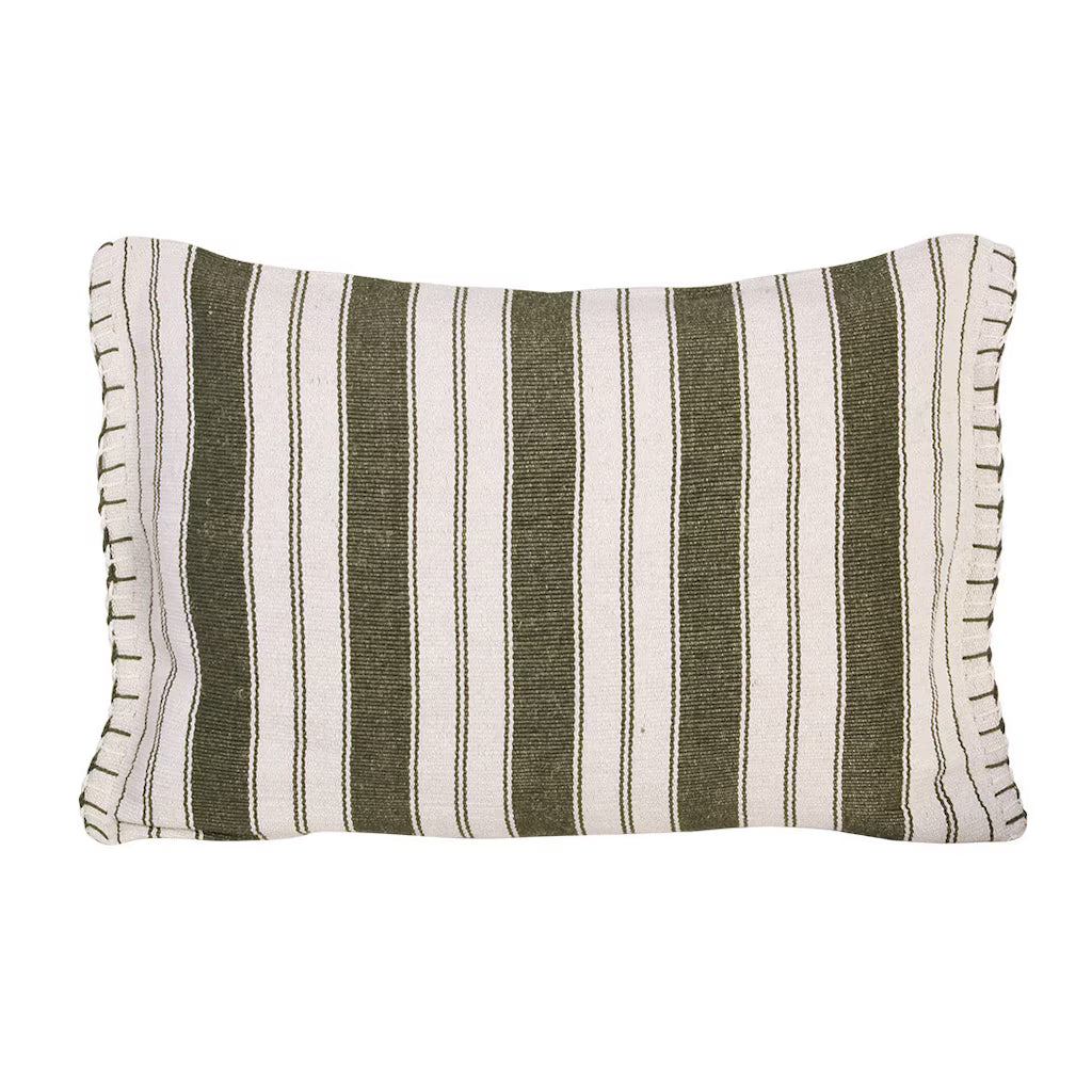 Cojín Tiveden 40x60 rayas verdes artesanal | Grace & Co.