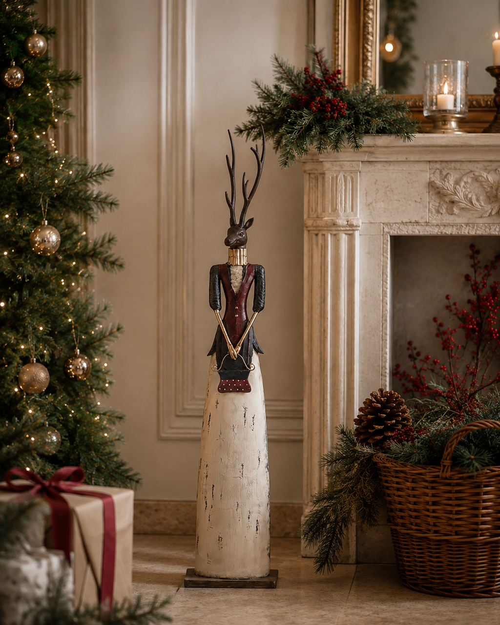 Juana | Cierva decorativa de Navidad en metal · 86 cm
