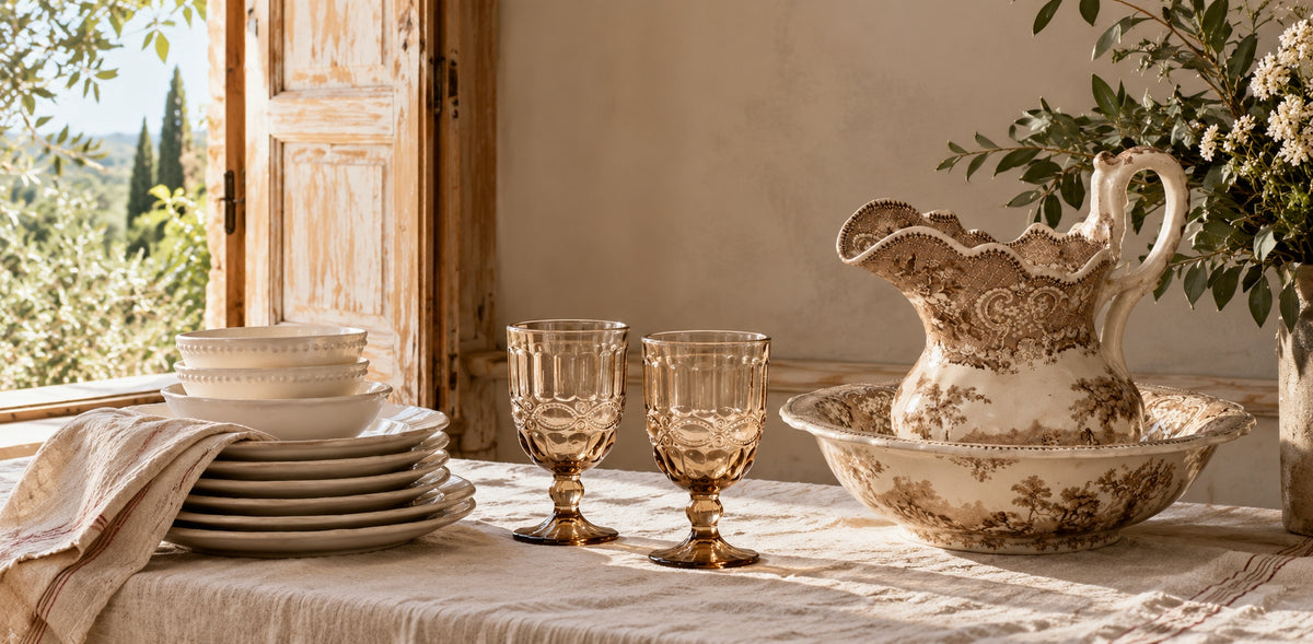 Cocina de estilo atemporal con objetos y detalles de Grace & Co.