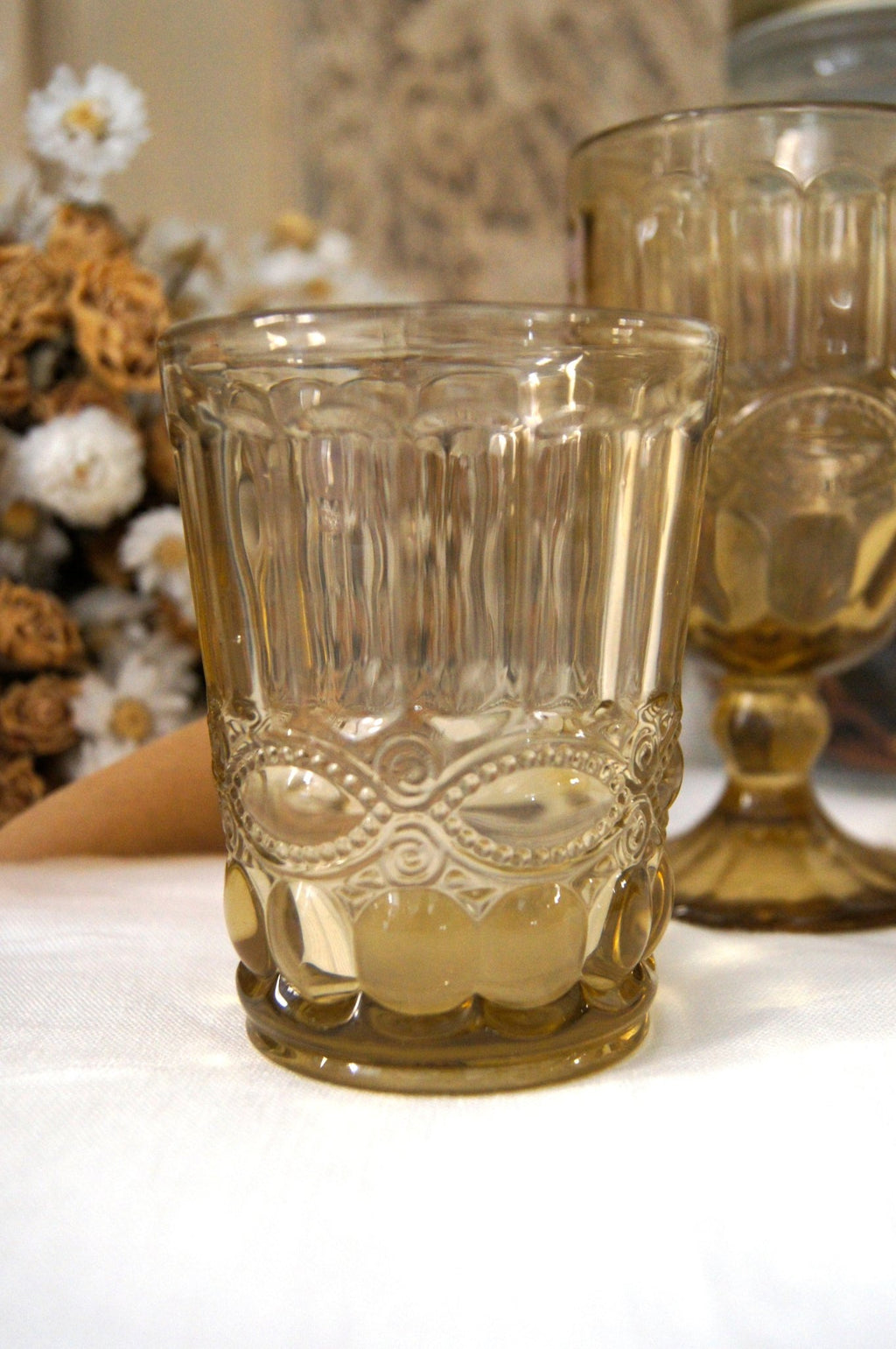 Ámbar | Copa y Vaso Vintage Style - Grace & Co.Ámbar | Copa y Vaso Vintage StyleGrace & Co.