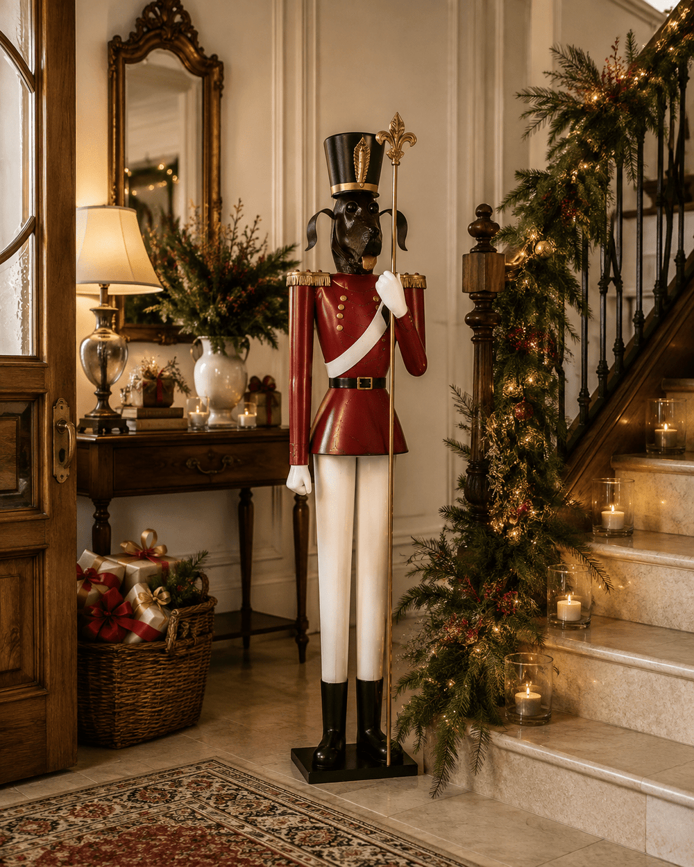 Teodoro | Soldado de Navidad con cabeza de perro en metal · 189 cm - Grace & Co.Teodoro | Soldado de Navidad con cabeza de perro en metal · 189 cmGrace & Co.