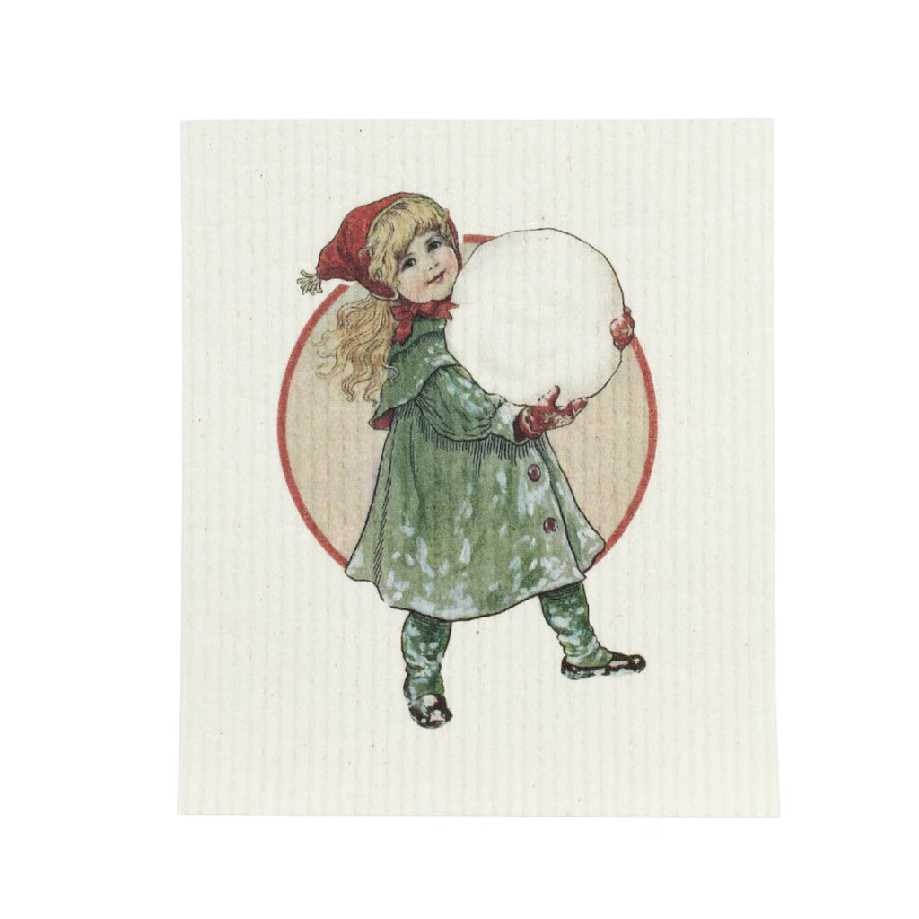 Paño de cocina Snowball con diseño navideño sueco de Jenny Nyström Grace & Co.